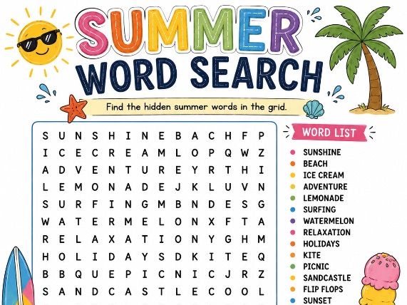 Summer Word Search | KS2 Printable Puzzle | End of Term Activity | Summer Holidays Worksheet