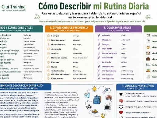 FREE GCSE Spanish Vocabulary Poster – Cómo Describir mi Rutina Diaria | SEND-Friendly Knowledge