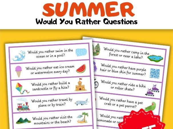 FREE Summer Would You Rather Speaking Activity