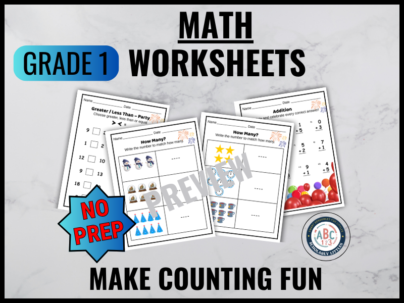New Year - Math Worksheets Grade 1
