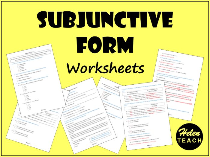 Subjunctive Form Worksheets | Differentiated | With Answers