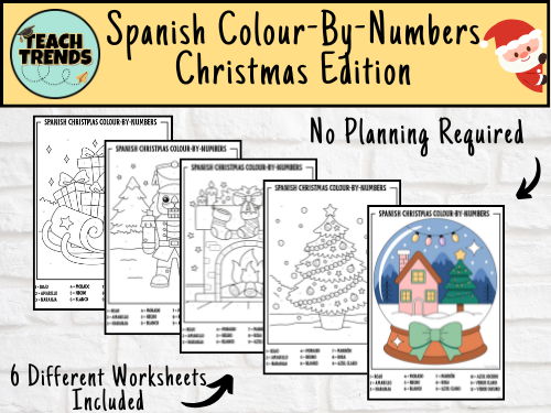Christmas Spanish Colour-By-Numbers Colouring Pages