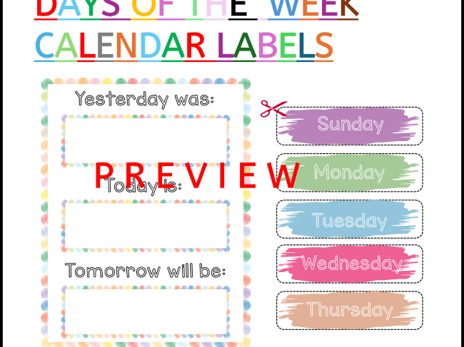 Calendar: Water Color Theme Calendar/Weather Chart/Days of the Week Editable