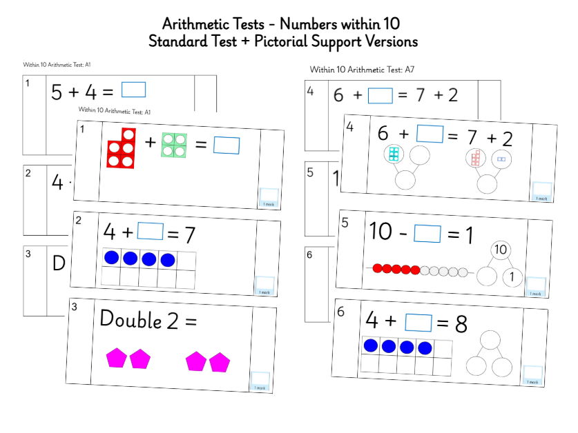 Arithmetic Tests Pack + Pictorial Versions