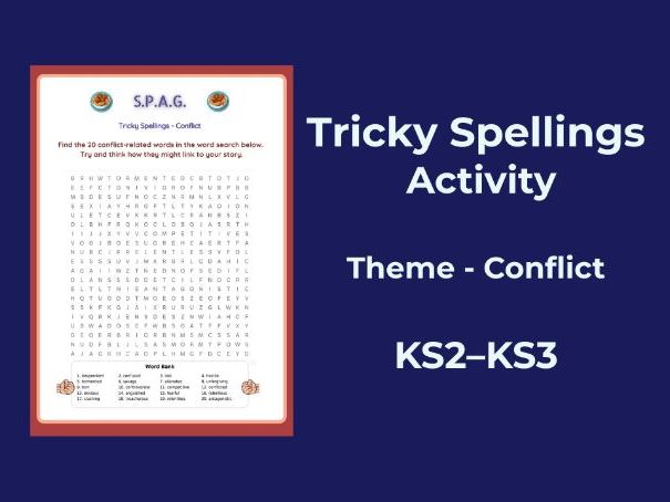 Tricky Spellings Wordsearch – Conflict Vocabulary – KS2/KS3 – Free Download