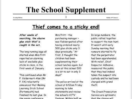 Text Example - Newspaper Report - KS2
