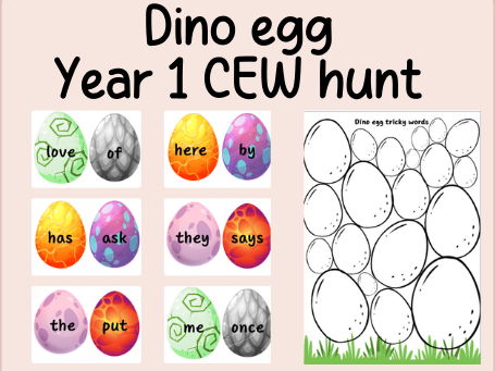 Dinosaur egg- common exception word hunt- continuous provision