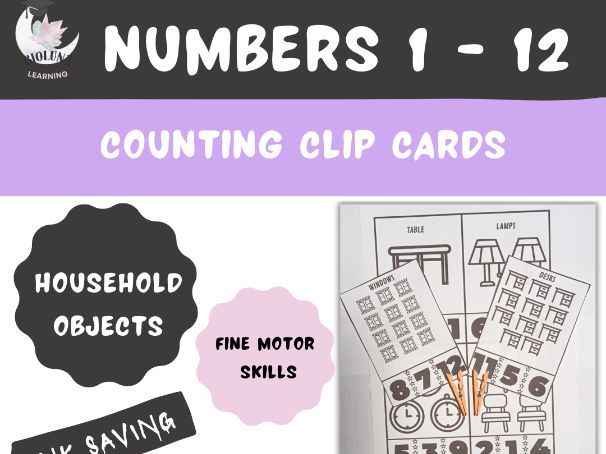 Counting Clip Cards 1-12 | Household Objects