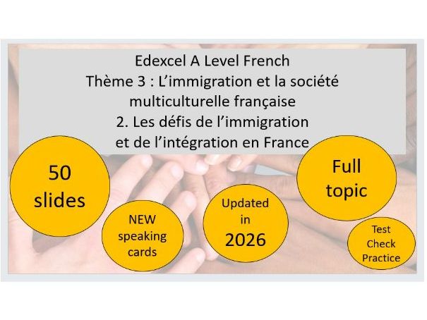 EDEXCEL A Level French – Les défis de l’immigration et de l’intégration en France FULL TOPIC