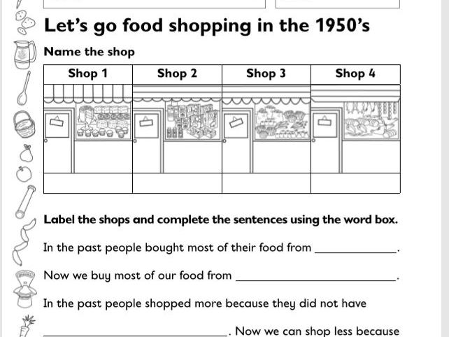 year 1 and 2 ks1 history worksheets the 1950s great for home