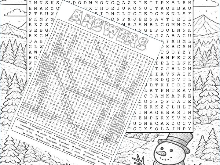 GCSE Geography Christmas Colouring Word Search: Rivers