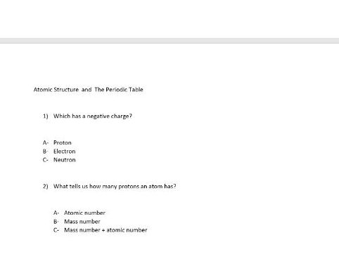 GCSE Chemistry - Introduction multiple choice