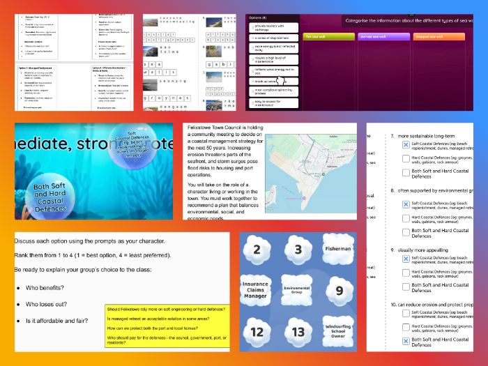 KS3/GCSE Coastal Engineering: Hard vs Soft – Worksheets, Debate & Revision Pack