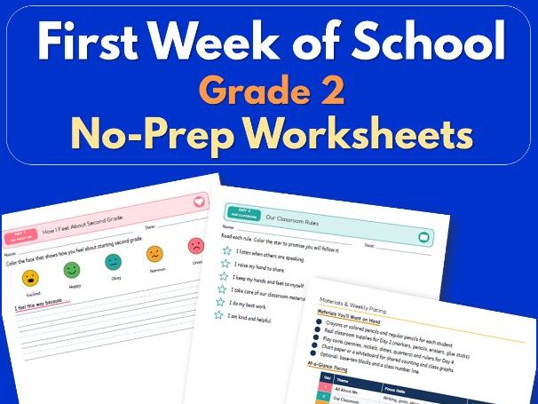 First Week of School Grade 2 | No-Prep Worksheets