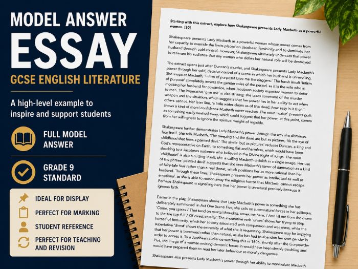 Grade 9 model answer Lady Macbeth GCSE AQA