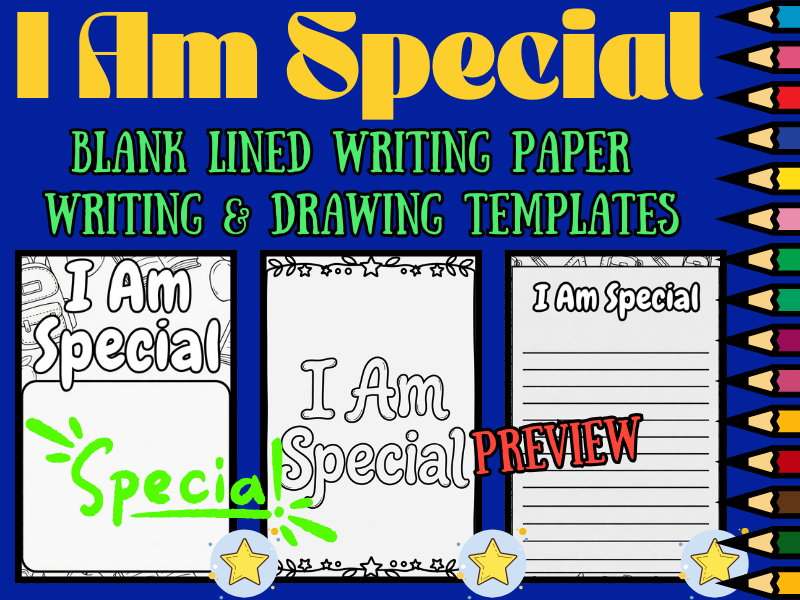 I Am Special Back To School Coloring Pages & Writing Paper | Self-Esteem Pack