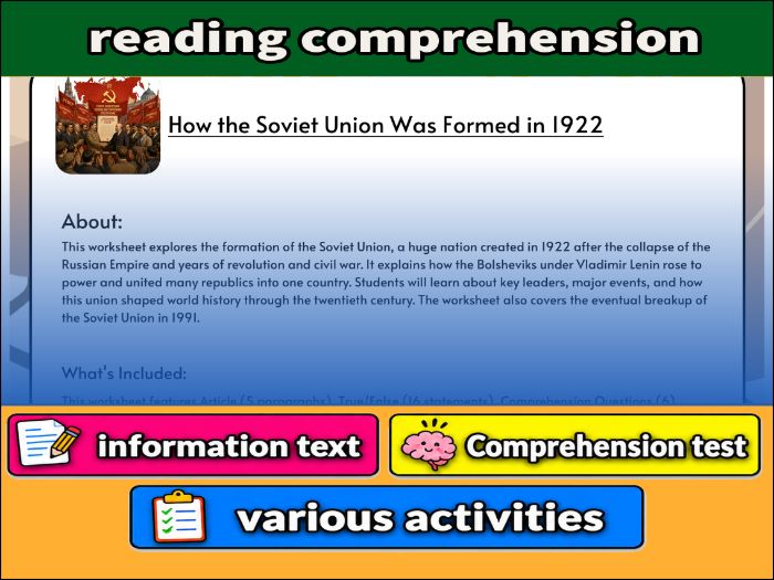 How the Soviet Union Was Formed in 1922 - Comprehension 91����t & Activities