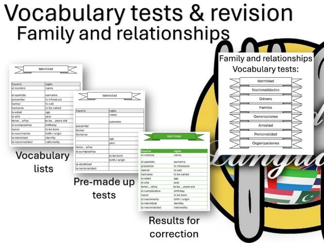 Vocab tests / revision Family and Relationships ( 2026 onwards) SPANISH