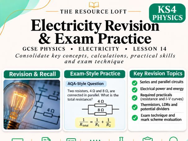 KS4 Physics | Electricity Revision & Exam Practice | PowerPoint & Differentiated Worksheets | AQA