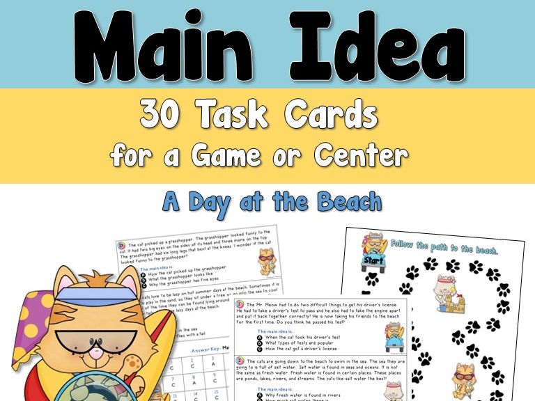 Main Idea Task Cards Teaching Resources