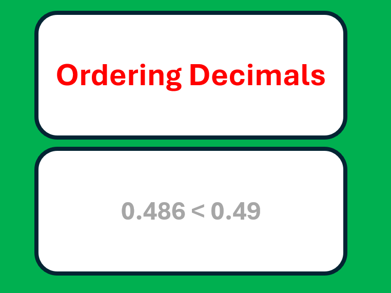Ordering Decimals Worksheet