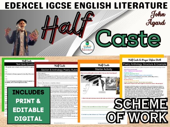 Editable Half Caste Poetry Resources