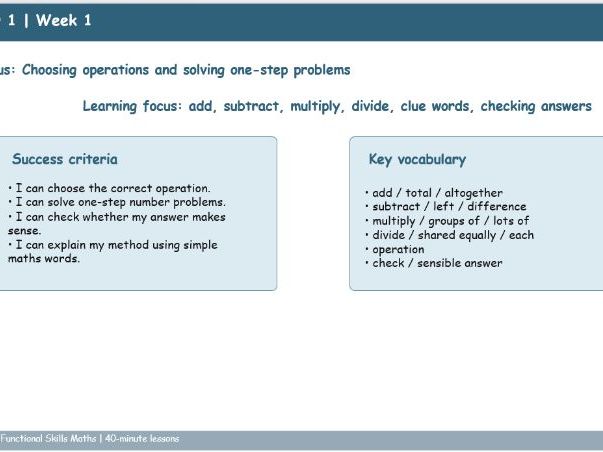 Functional Skills Maths Summer 1 Week 1 Free Sample