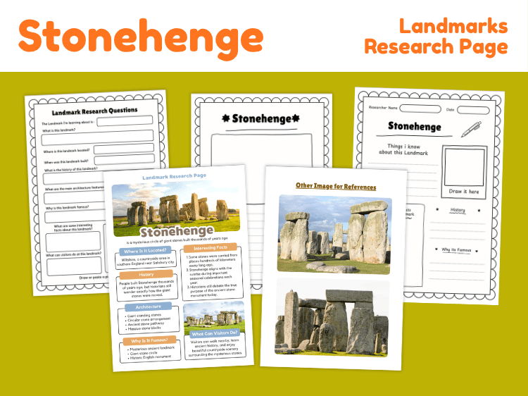 Stonehenge Research Project | Famous Landmark Worksheets