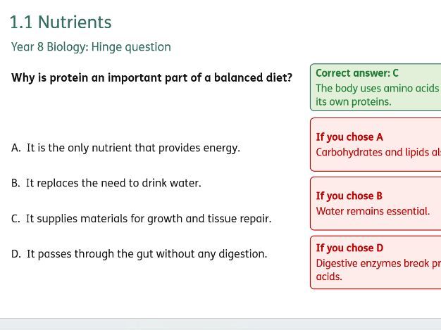 Biology KS3 Activate 2 - Hinge questions