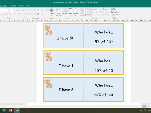 percentages loop cards