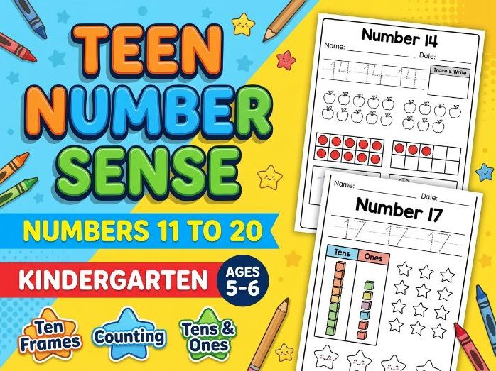 Numbers 1 to 20 Counting Practice 53 Worksheets Teen Number Sense Kindergarten Math
