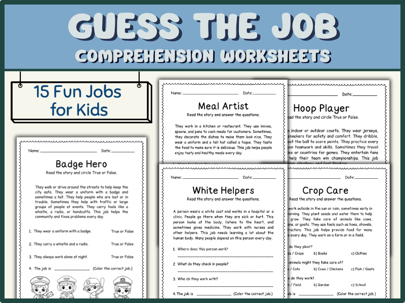 Guess the Job | Reading Comprehension Worksheets