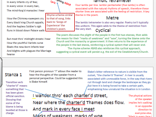 GCSE/A-Level revision Blake's 'London' | Teaching Resources