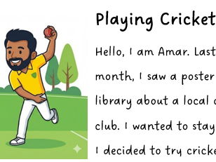 Playing cricket reading comp - ESOL Entry 3