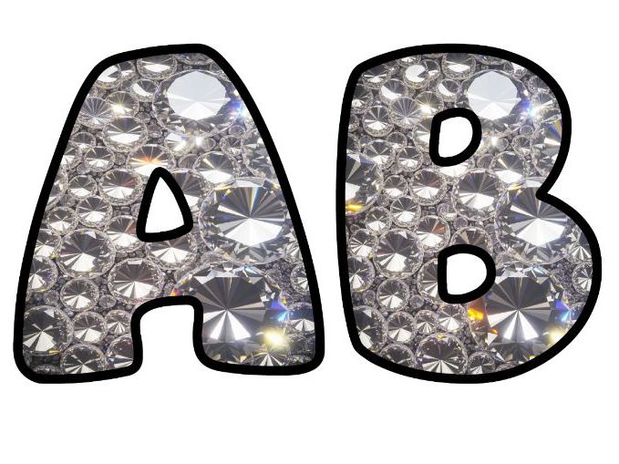 Diamonds Rock Valuable Classroom Display | Lettering Set | Upper & Lowercase, 0-9 and Signs
