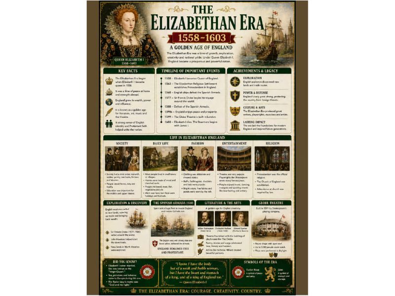 From the Elizabethan Era to the Edwardian Era 18"x24" Classroom 6 Poster Set