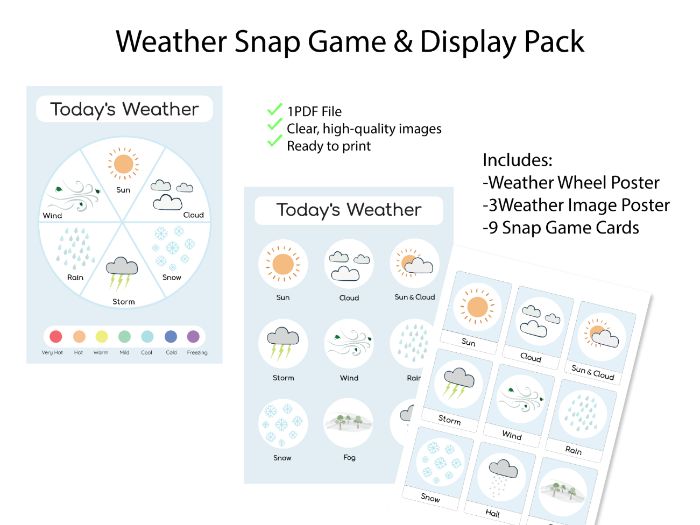 Pastel Weather Snap Game & Classroom Display Pack