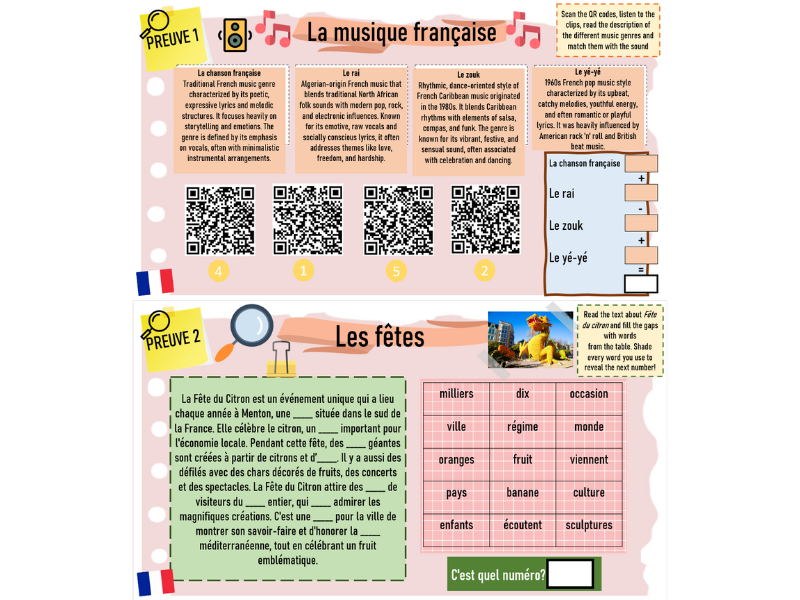 KS5 A level escape room MFL French