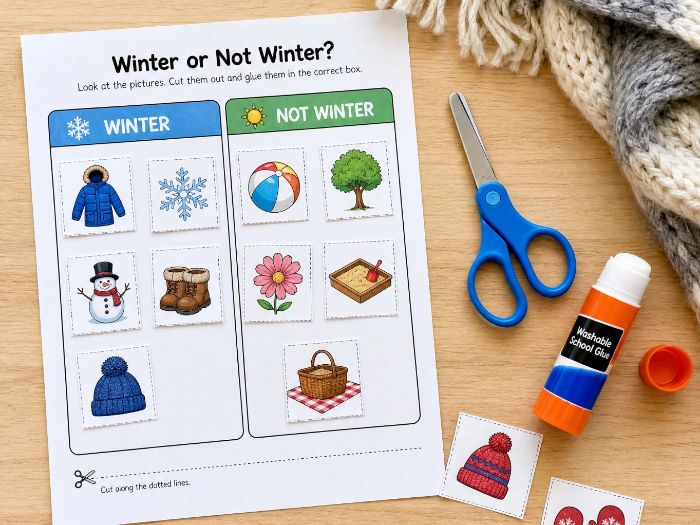 Winter Clothes Sorting Activity