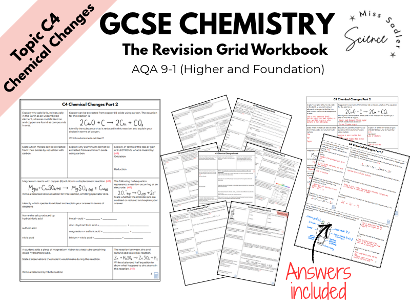 AQA GCSE Chemistry: Chemical Changes (Topic 4) Complete Revision Grid Workbook