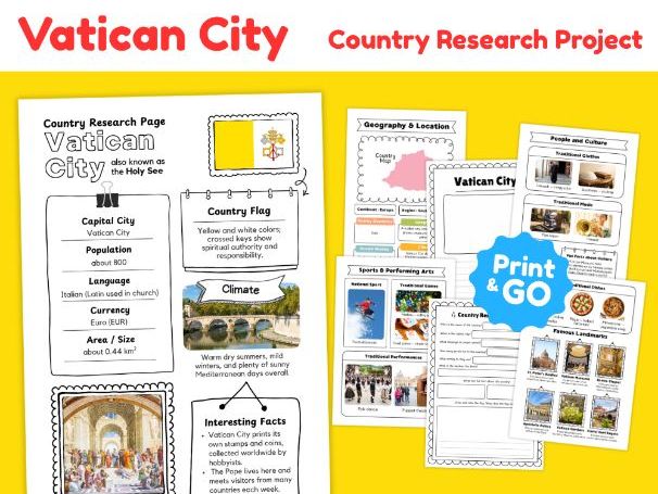 Vatican City Geography Research Project | Printable Activities