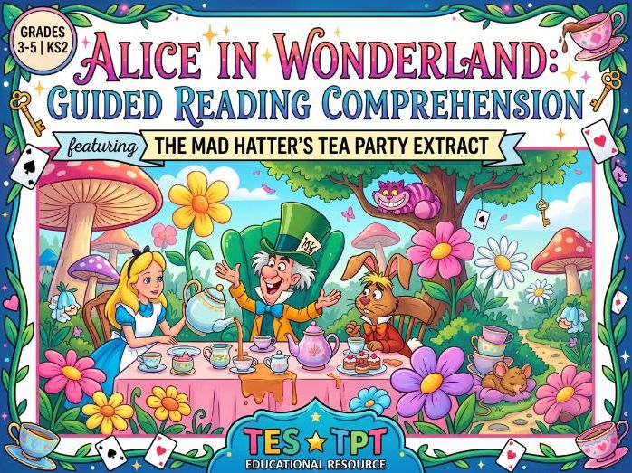 Alice in Wonderland Reading Comprehension Passage & Questions | Ages 7-11 KS2 & Upper Elementary
