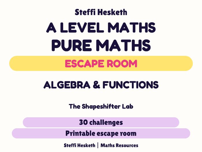A Level Maths Algebra & Functions Escape Room | The Shapeshifter Lab | 30 Challenges