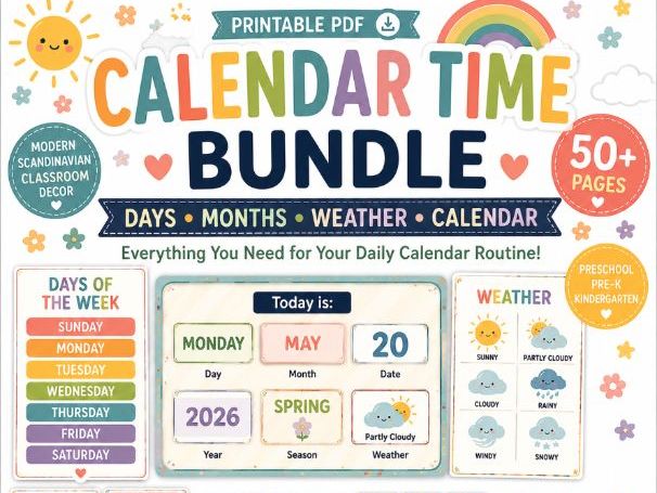 Calendar Bundle Days, Months, Weather & Interactive Calendar Preschool, kindgarten