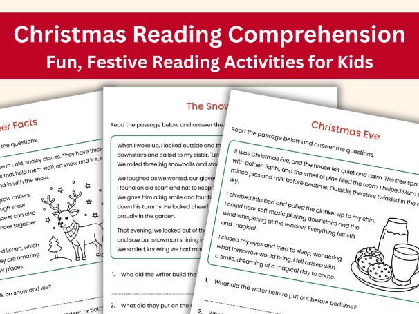 Christmas Reading Comprehension Activity Pack | 10 Festive Stories for Kids Aged 5-8
