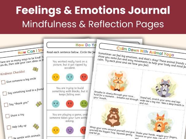 Printable Feelings Journal for Kids | Mindfulness, Writing, and Calming Activities