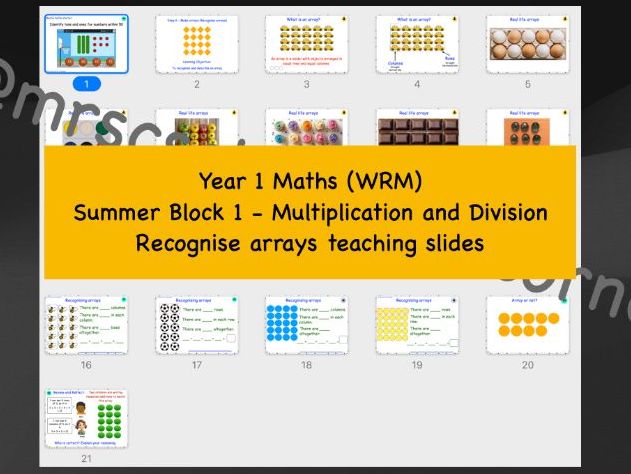 Recognise arrays teaching slides - Year 1 WRM Summer Blk 1 - Multiplication and Div Step 6 (part 1)