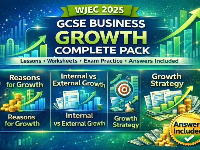 WJEC GCSE Business (2025 Spec) – Unit 3.1 Business Growth- Lessons, Worksheets + Answers