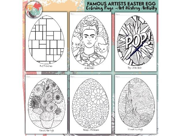 Famous Artists Easter Egg Coloring Pages | Art History Activity