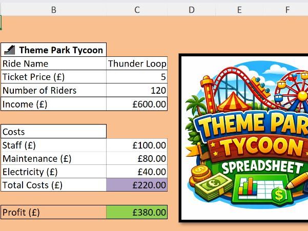 Theme Park Tycoon Spreadsheet